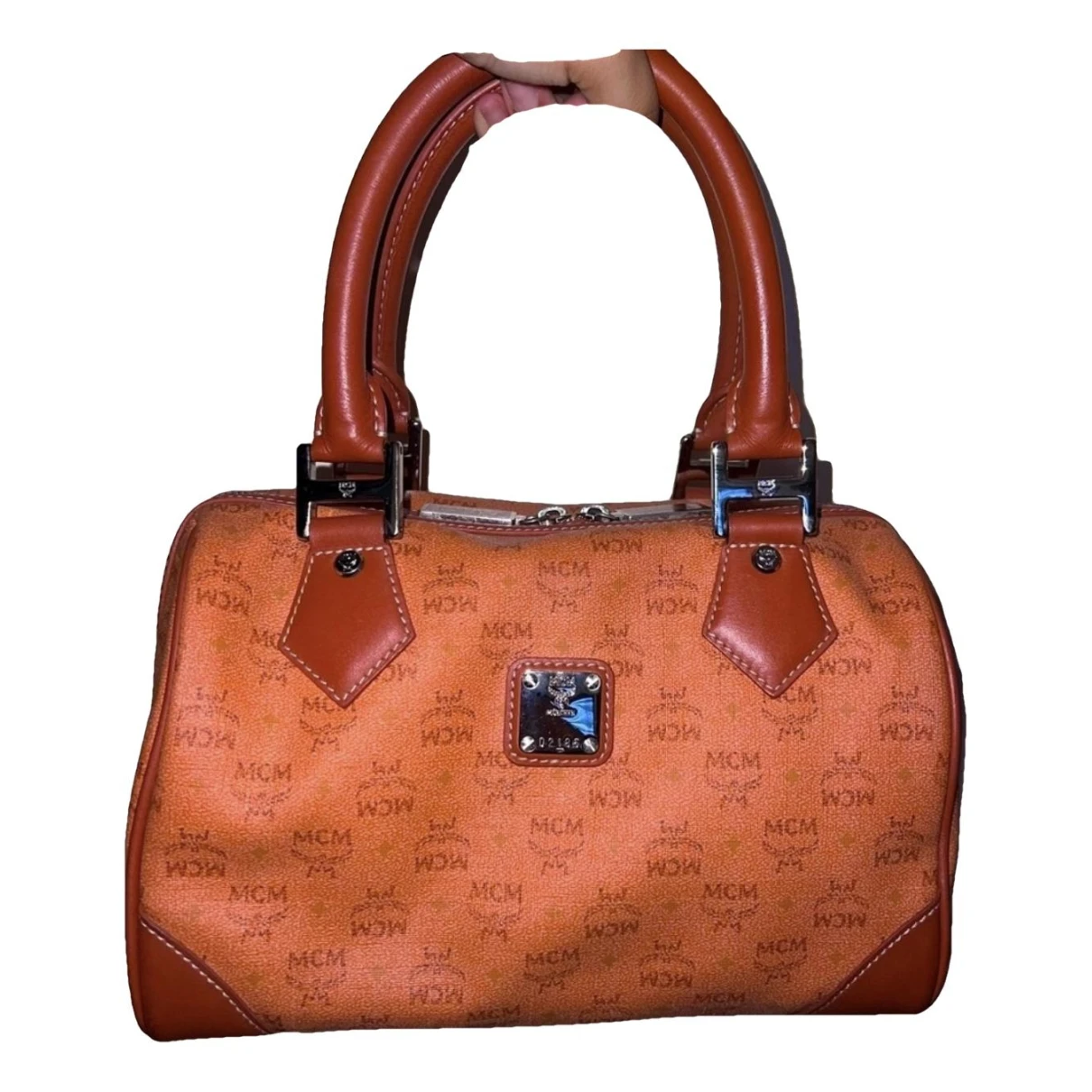 Pre-owned Mcm Boston Leather Handbag In Orange