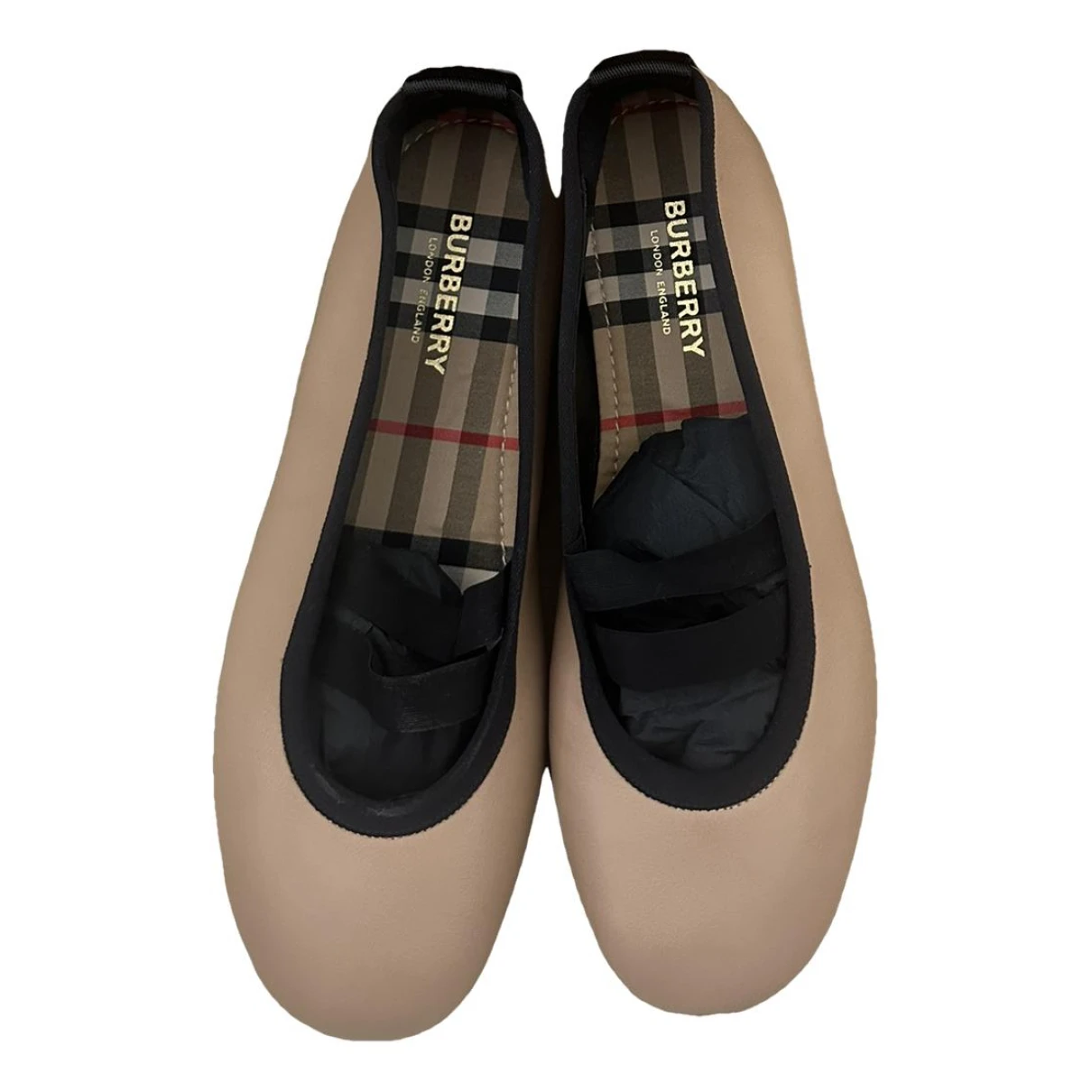 Pre-owned Burberry Leather Ballet Flats In Brown