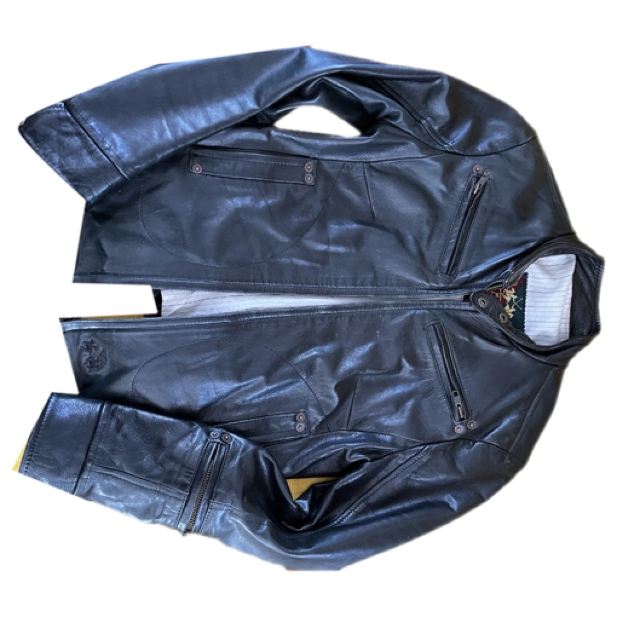 Pre-owned La Martina Leather Biker Jacket In Black