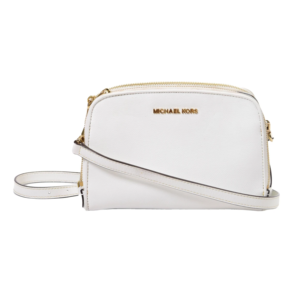 Pre-owned Michael Kors Leather Crossbody Bag In White