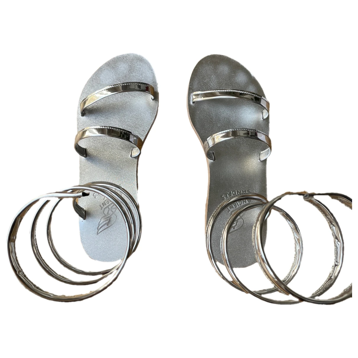 Pre-owned Ancient Greek Sandals Leather Sandal In Silver