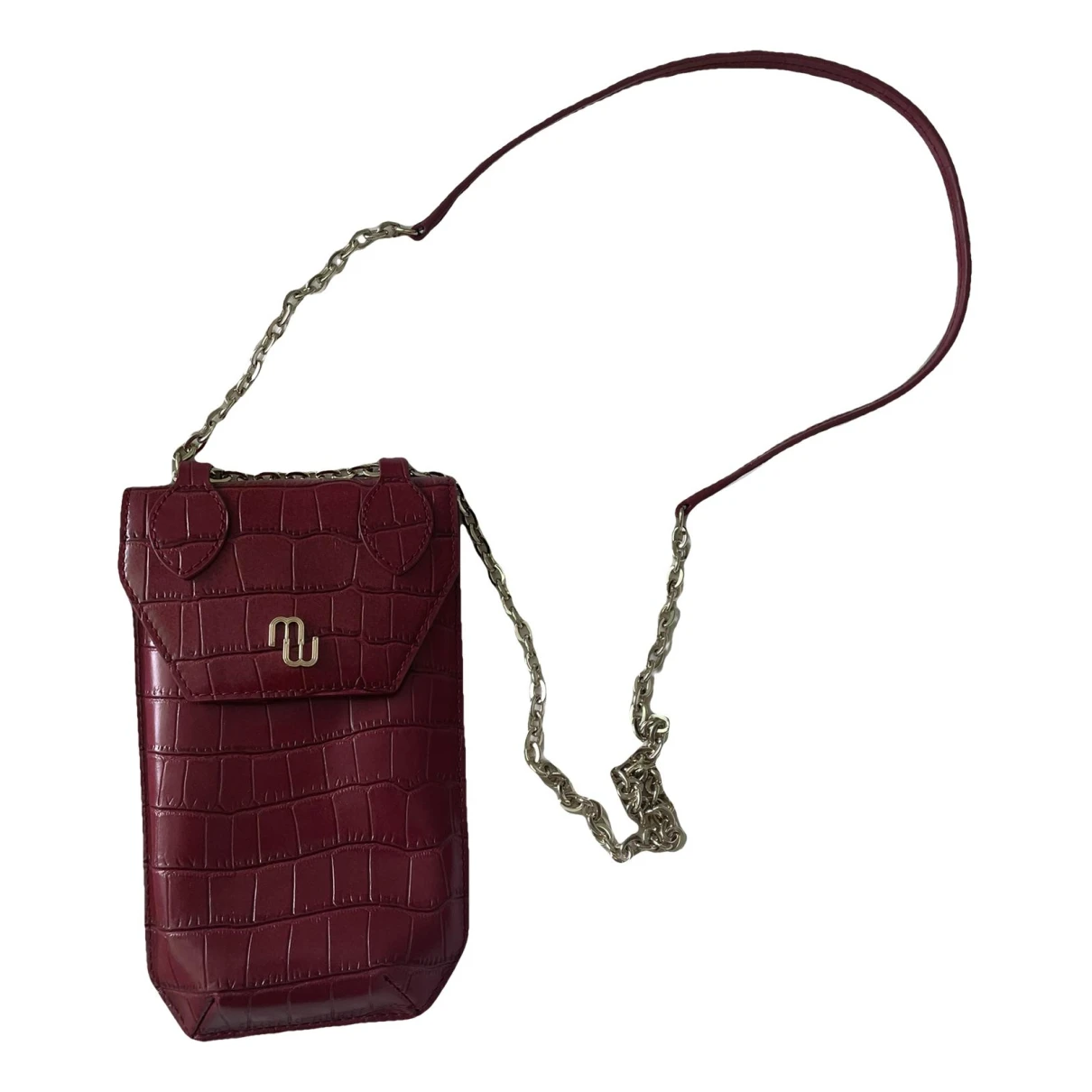 Pre-owned Maje Leather Bag In Burgundy