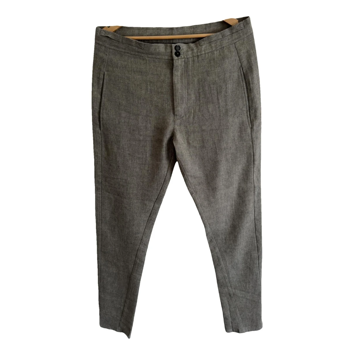 Pre-owned Ann Demeulemeester Linen Trousers In Grey