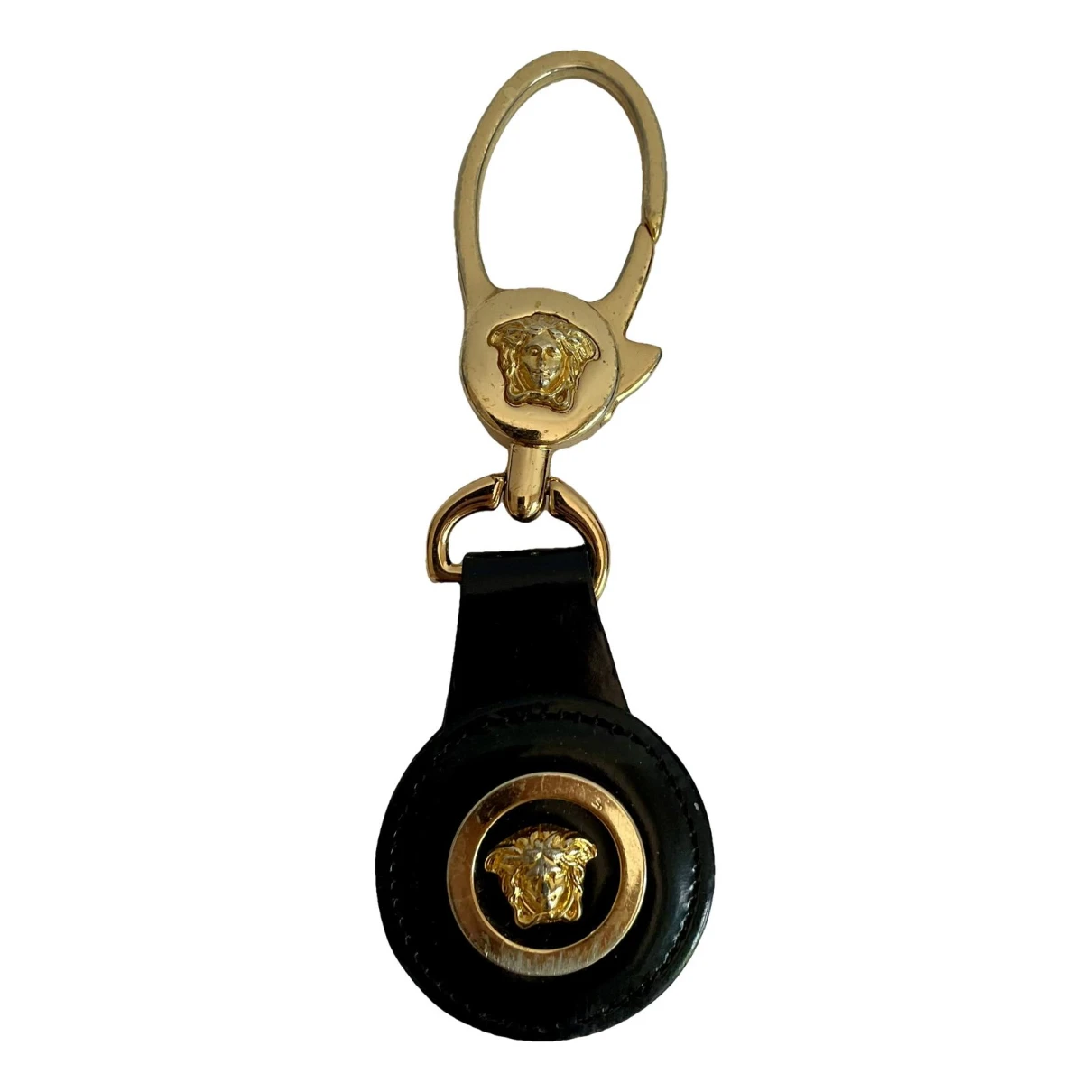 Pre-owned Versace Leather Key Ring In Gold