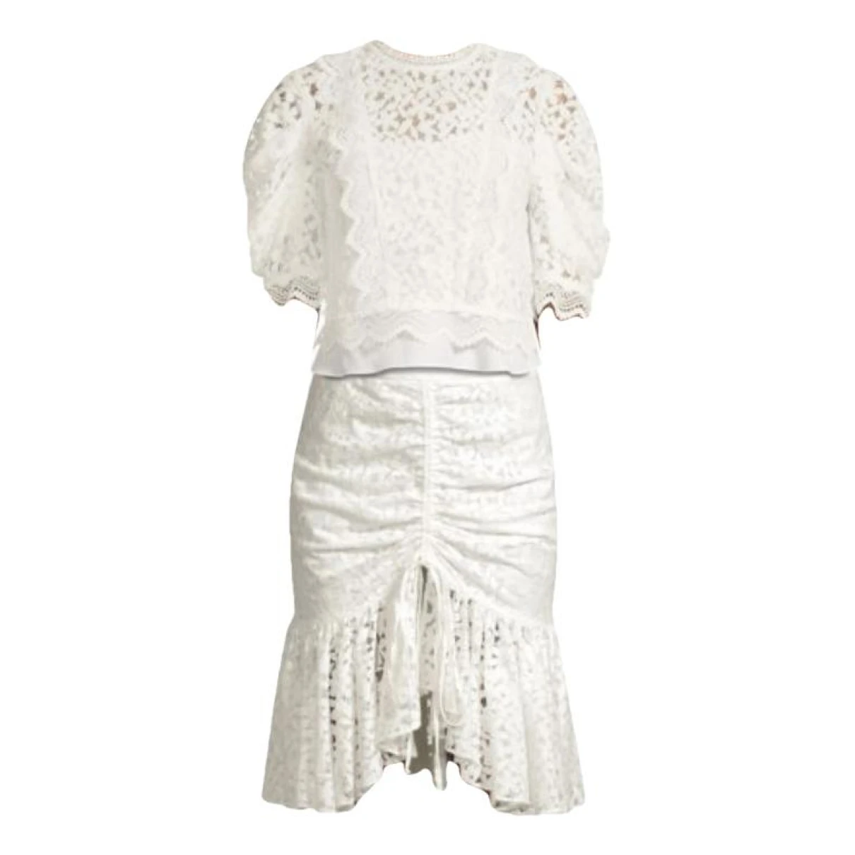 Pre-owned Milly Lace Mid-length Dress In White