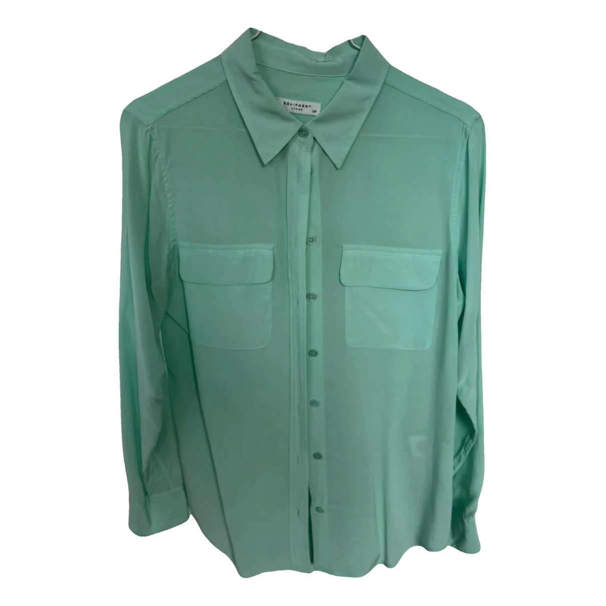 Pre-owned Equipment Silk Blouse In Turquoise