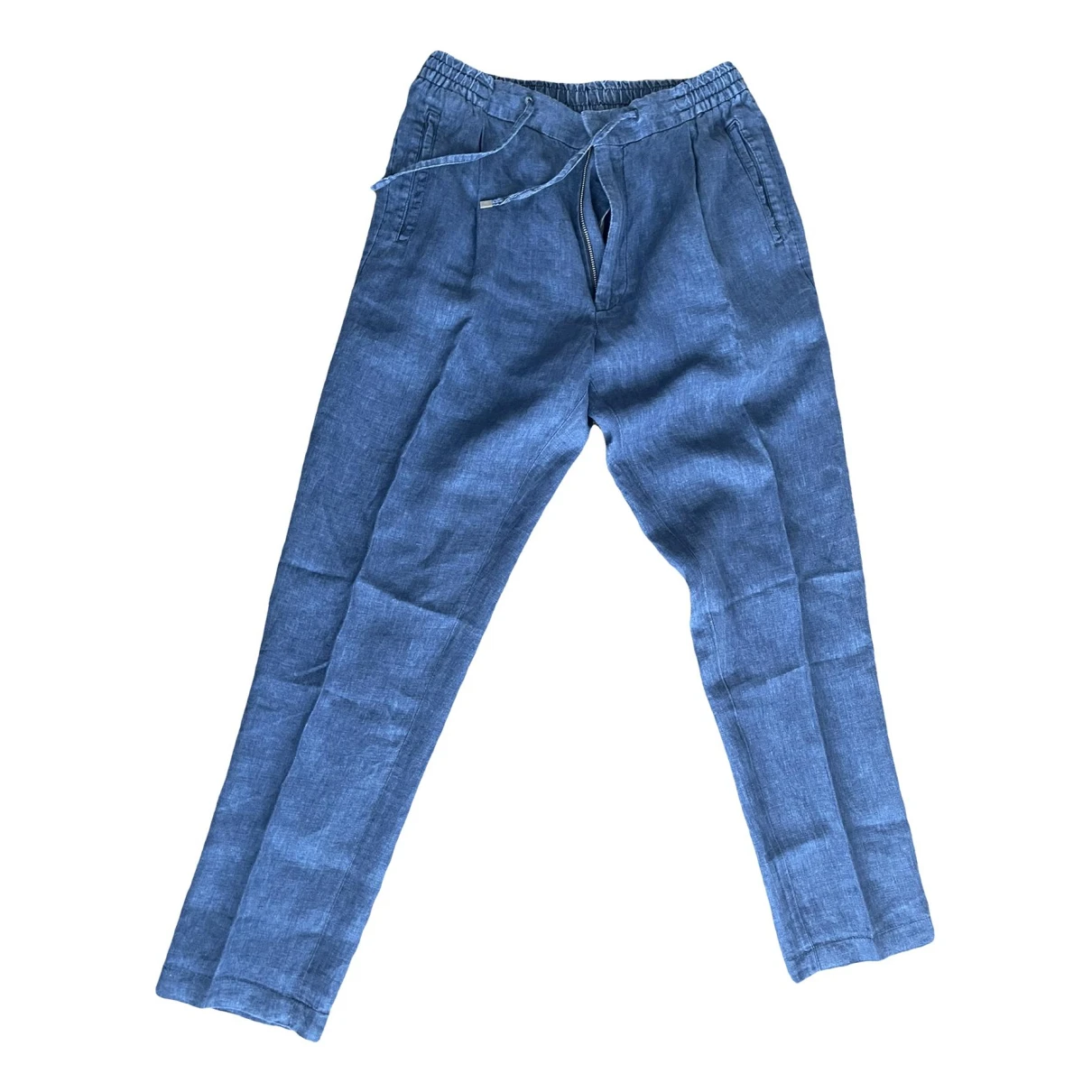 Pre-owned Lardini Linen Trousers In Blue