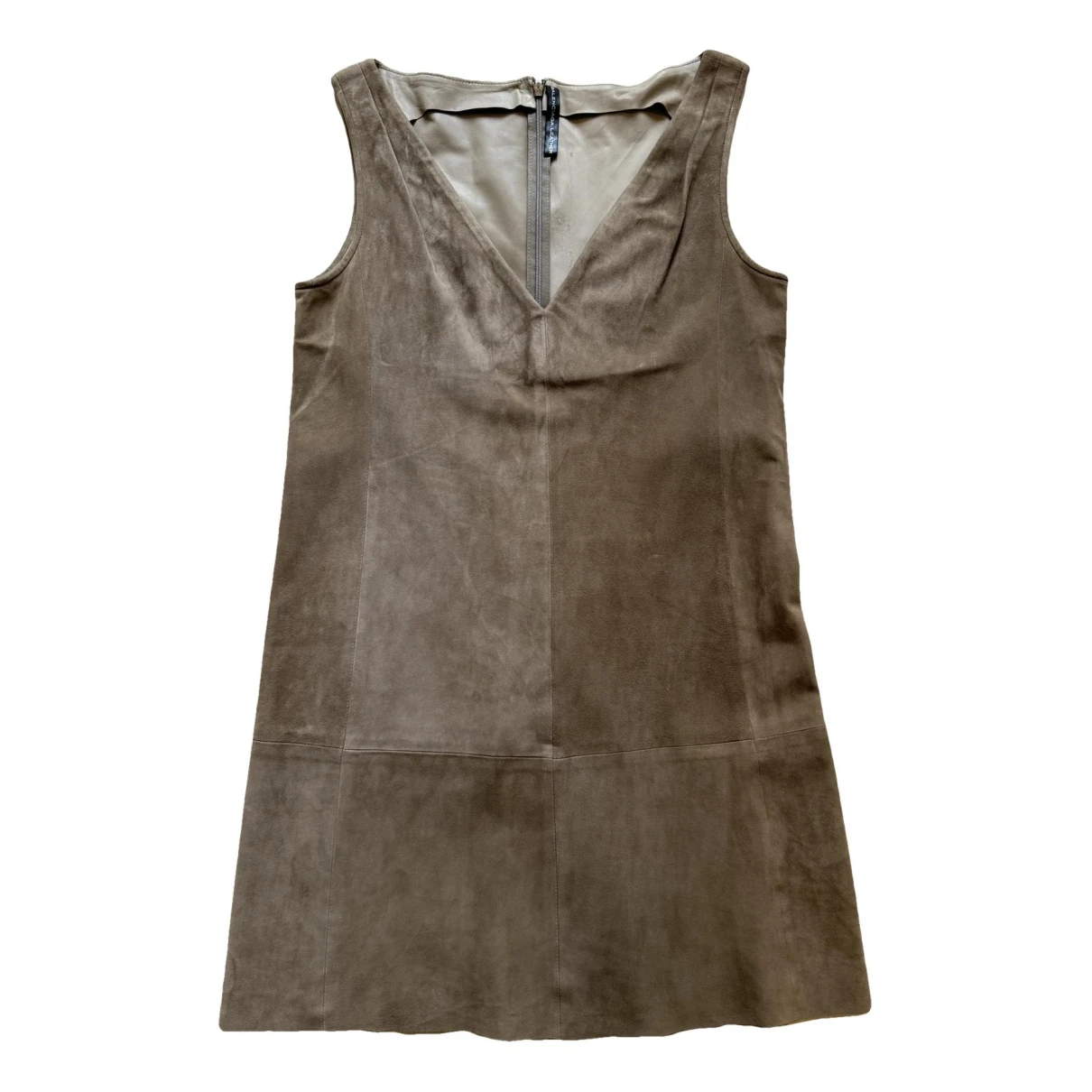 Pre-owned Balenciaga Leather Mini Dress In Beige