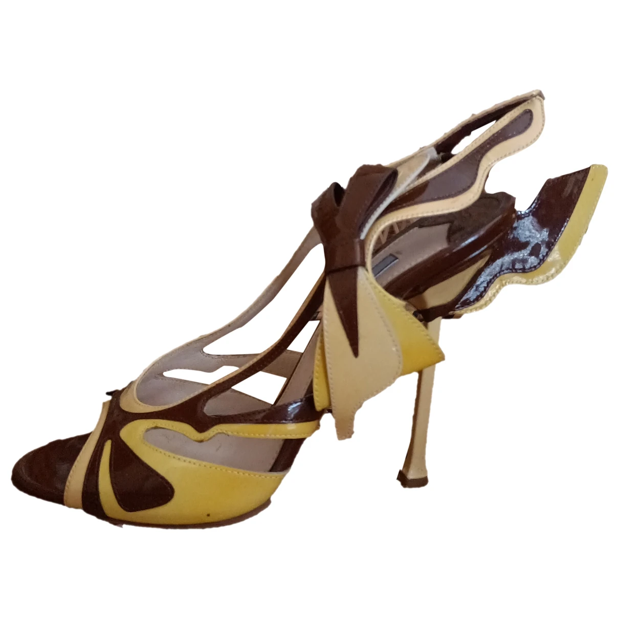 Pre-owned Prada Flame Leather Sandal In Yellow