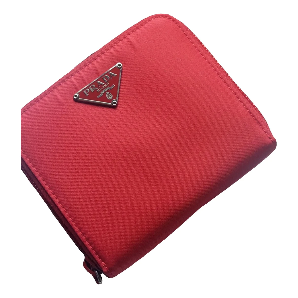 Pre-owned Prada Tessuto Cloth Wallet In Red