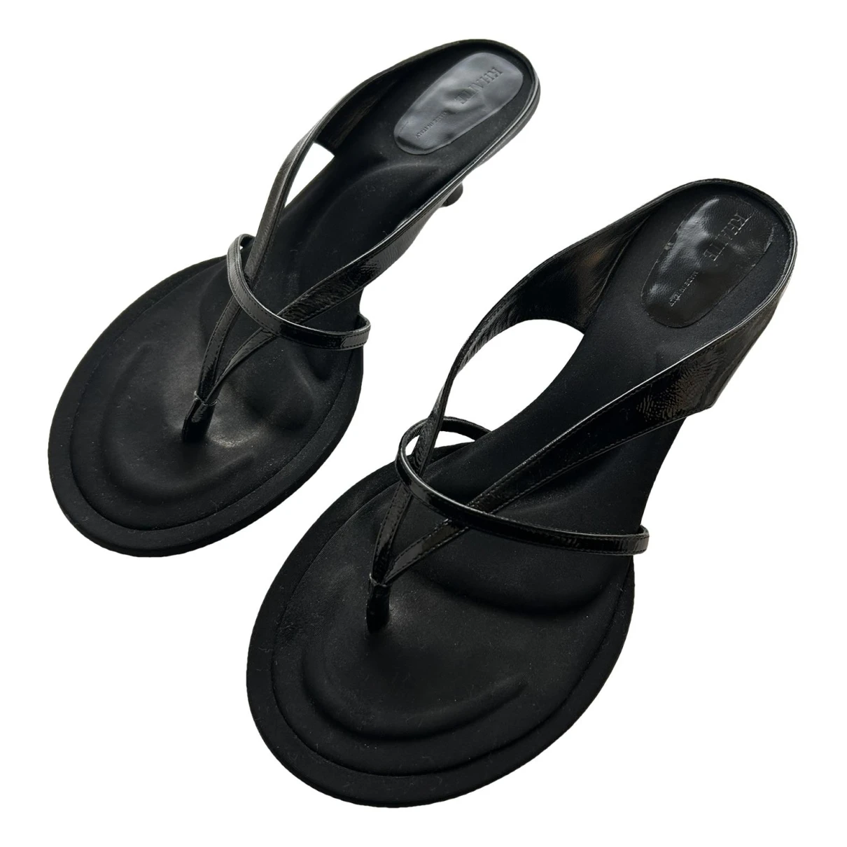 Pre-owned Khaite Patent Leather Sandal In Black