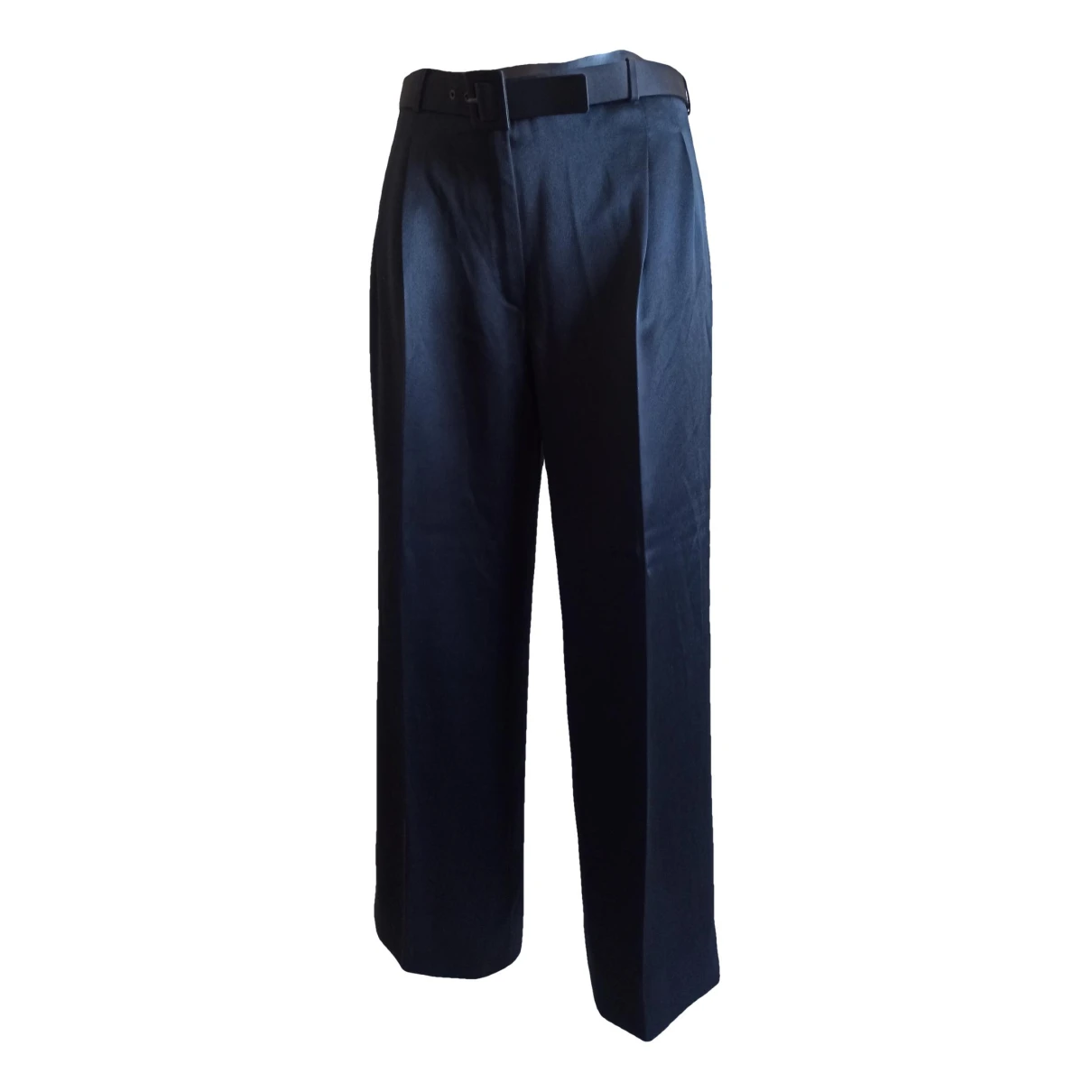 Pre-owned Saint Laurent Silk Straight Pants In Black