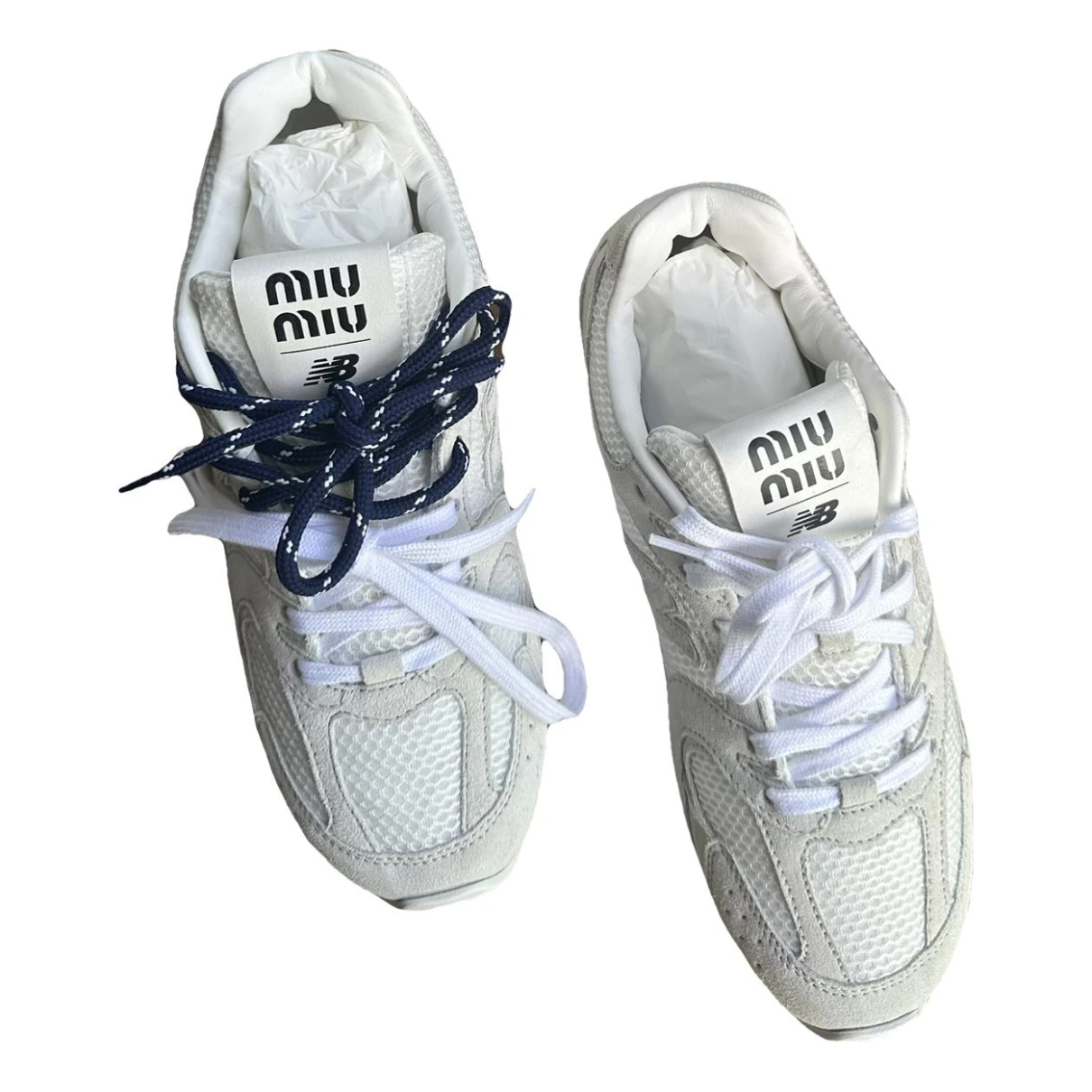 Pre-owned Miu Miu Cloth Trainers In White