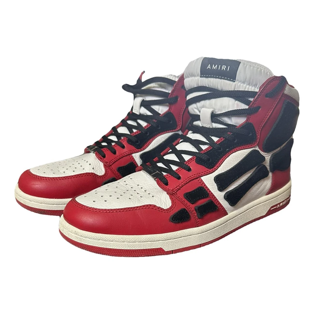 Pre-owned Amiri Leather High Trainers In Red