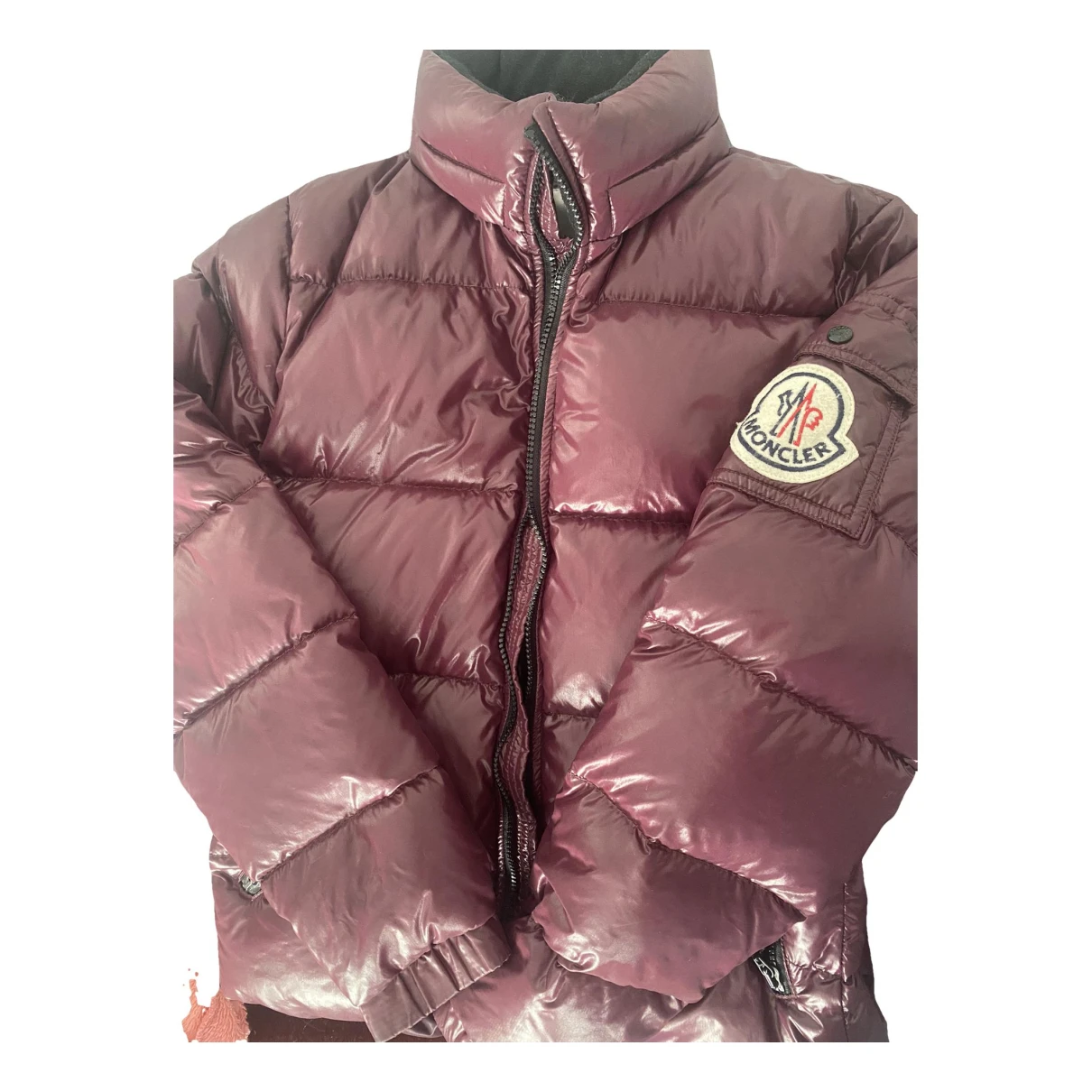 Pre-owned Moncler Classic Puffer In Burgundy