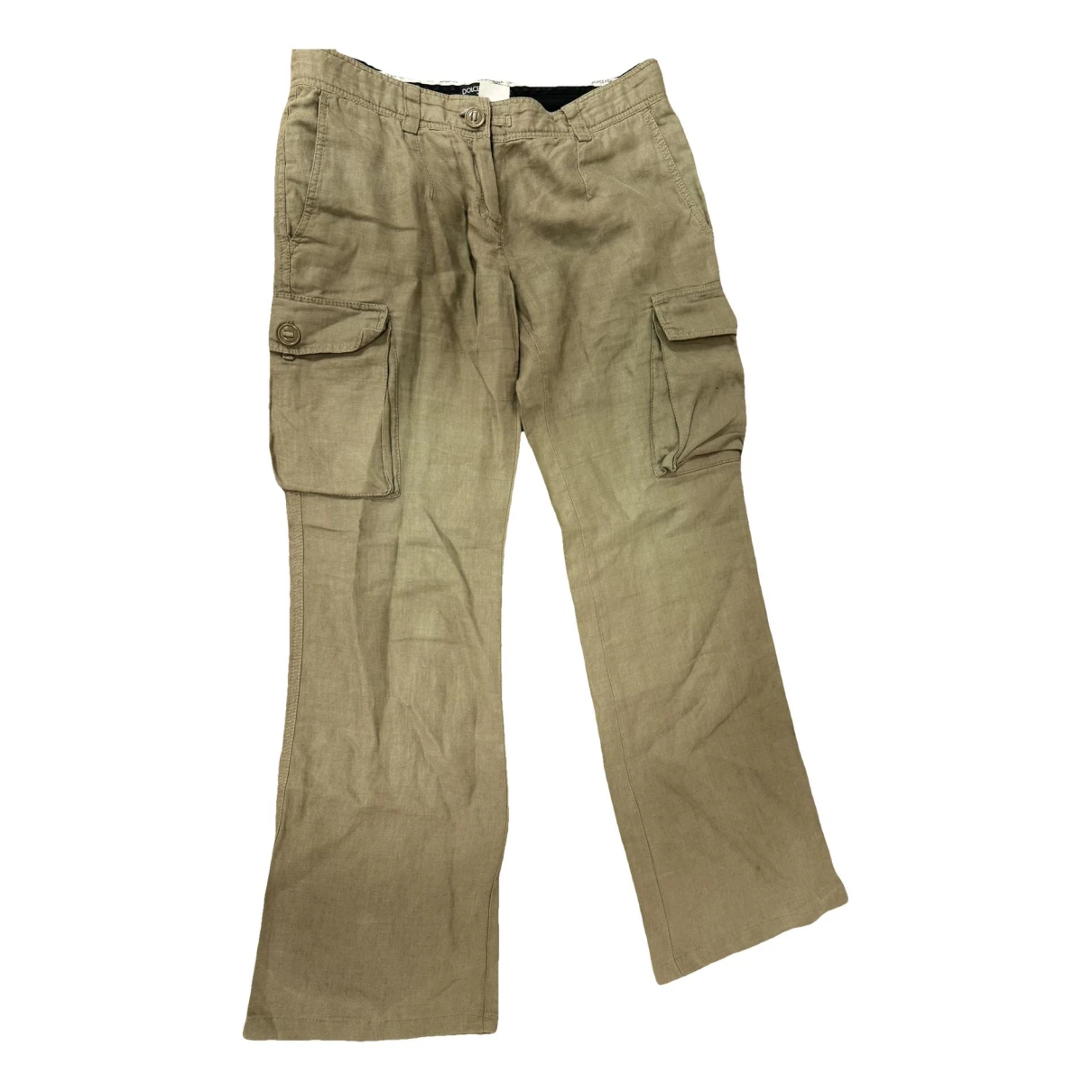 Pre-owned Dolce & Gabbana Linen Large Pants In Khaki
