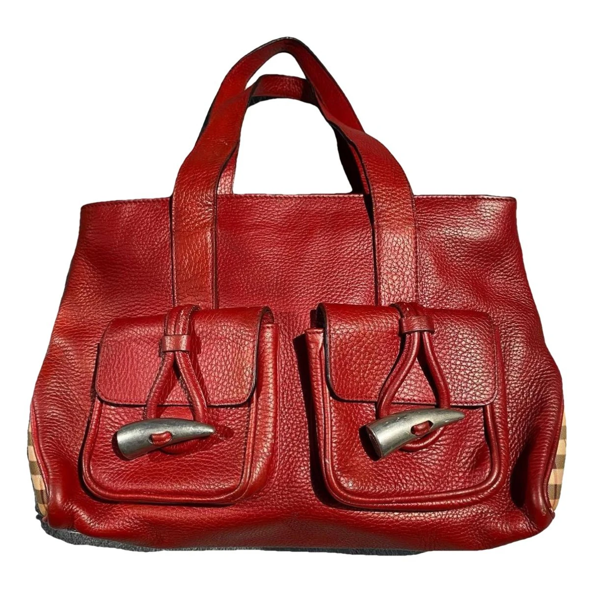 Pre-owned Burberry Leather Handbag In Red