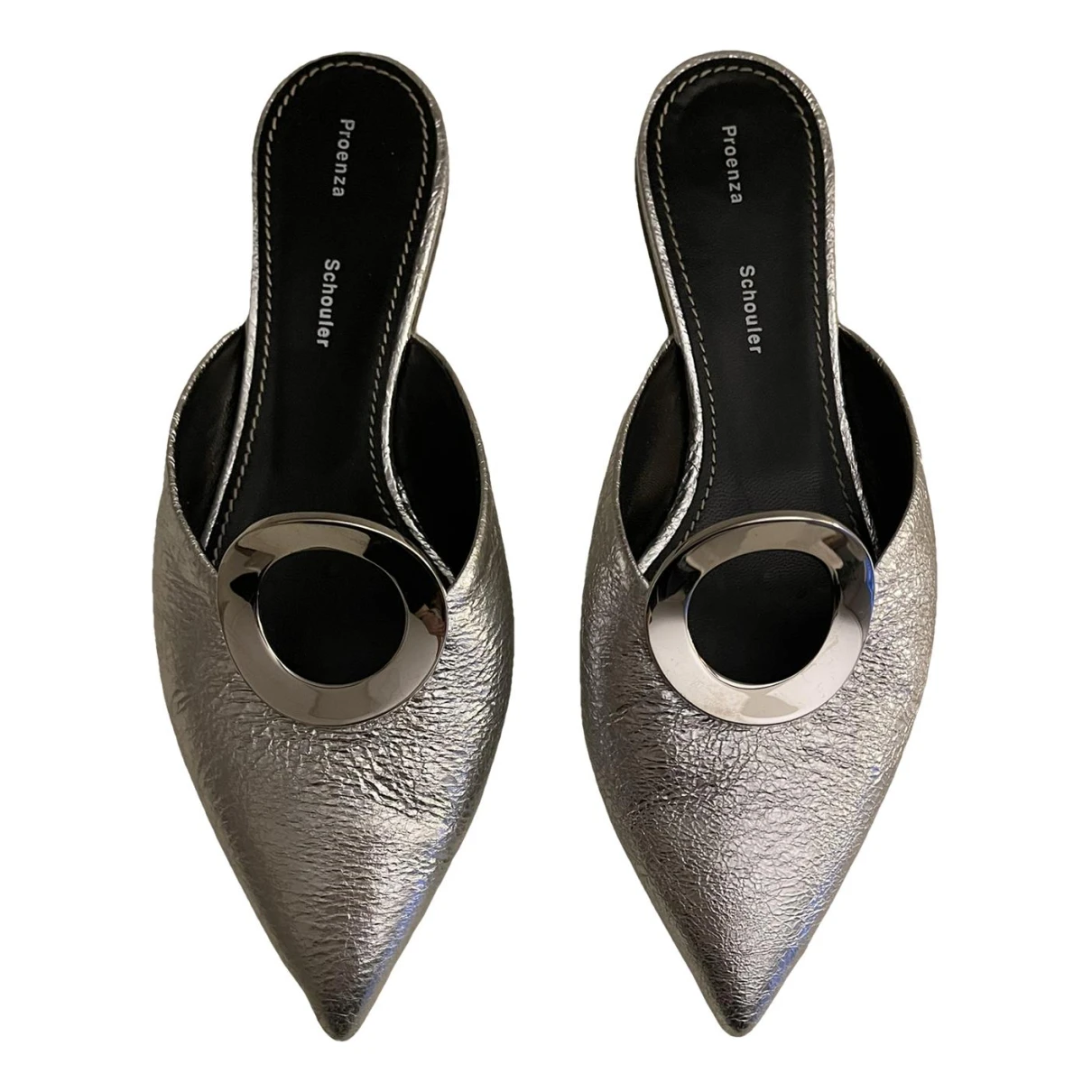 Pre-owned Proenza Schouler Leather Mules & Clogs In Silver