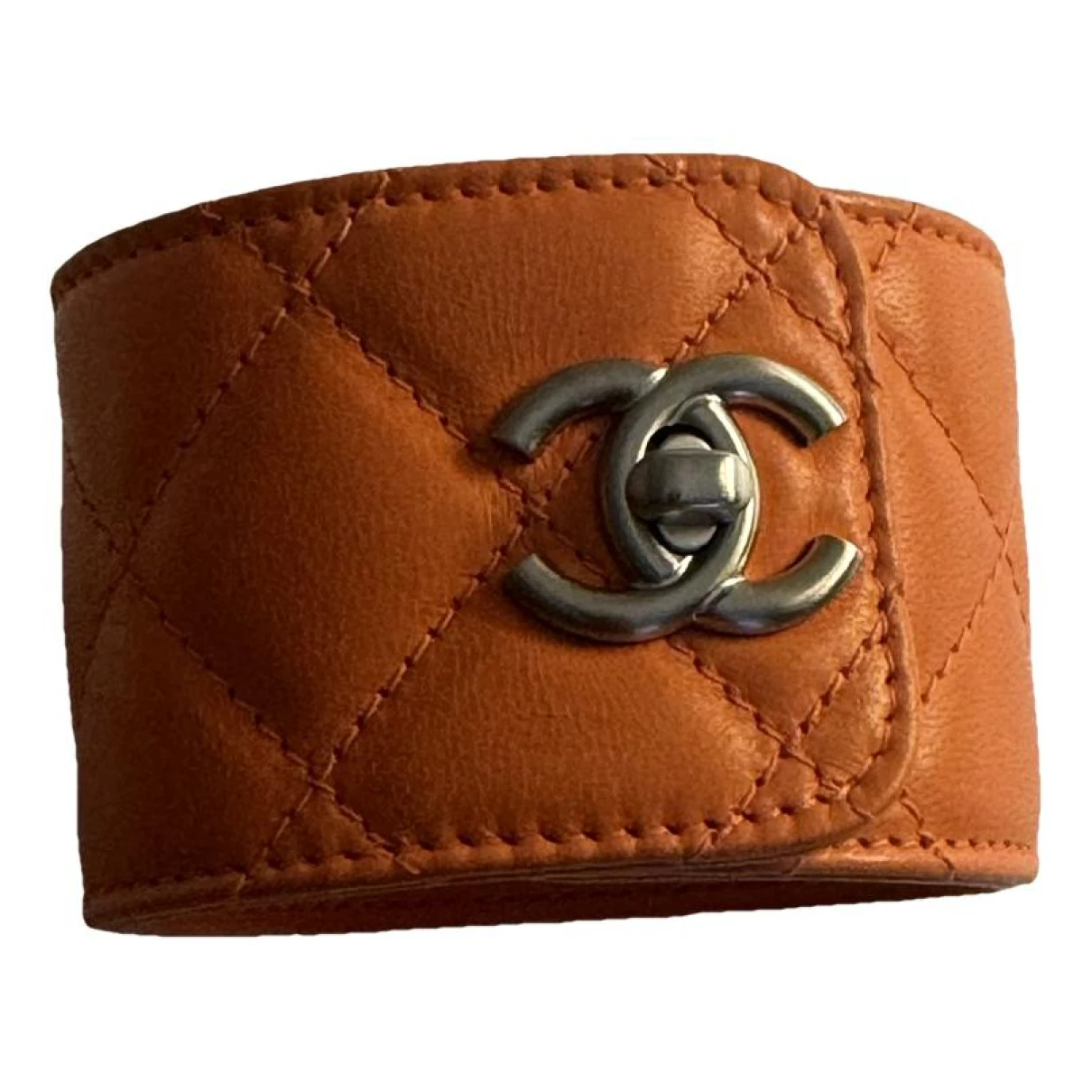 Pre-owned Chanel Leather Bracelet In Orange