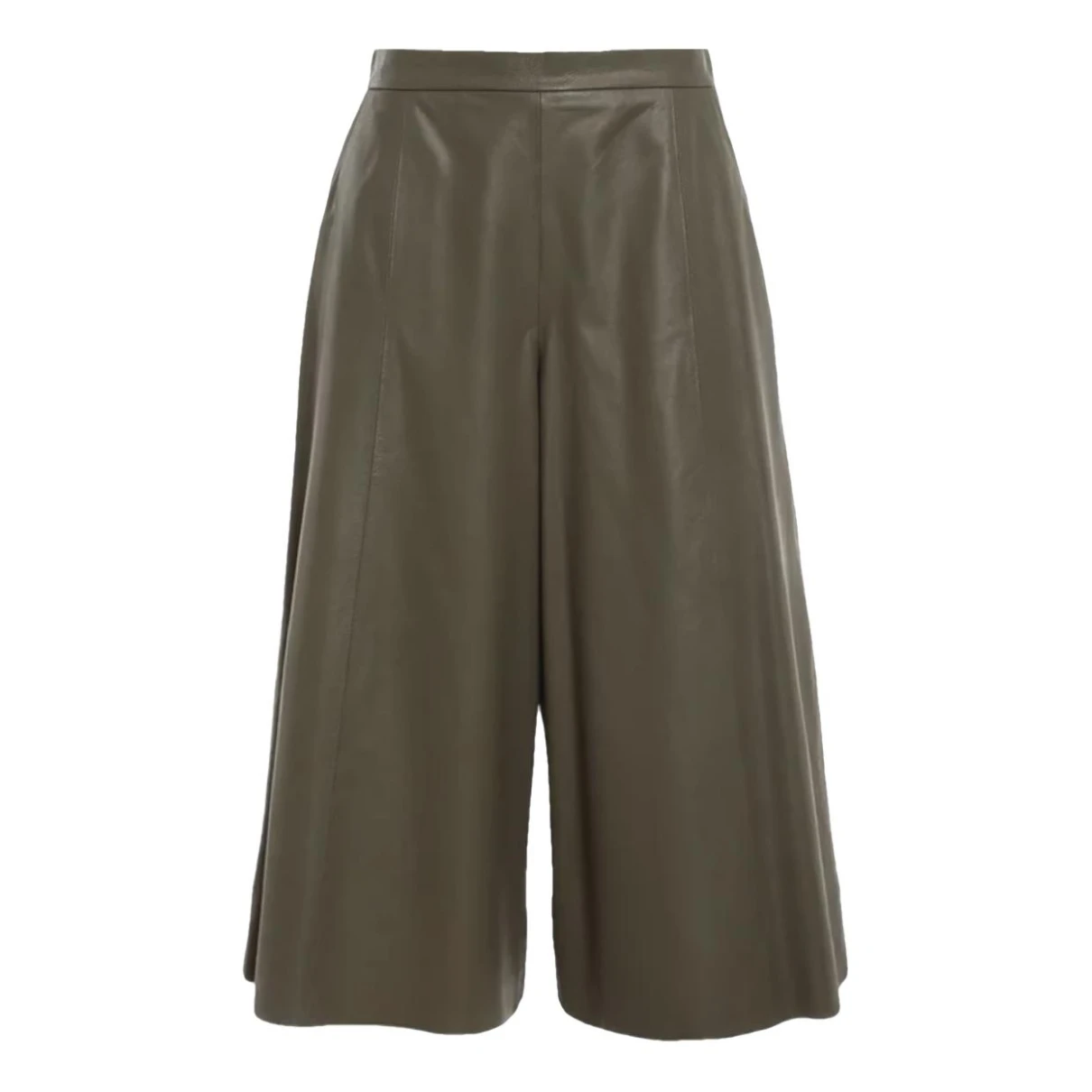 Pre-owned Max Mara Leather Large Pants In Green