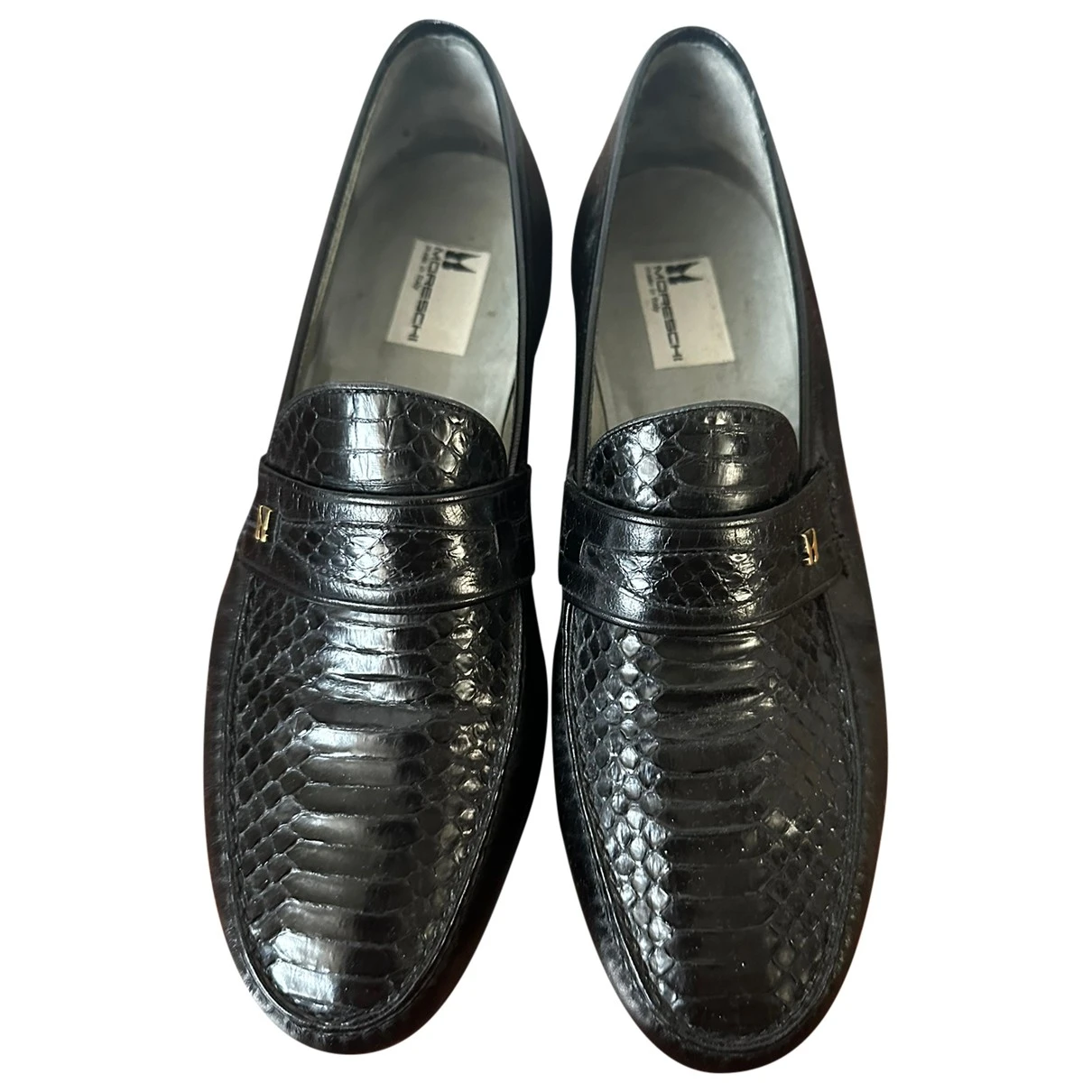 Pre-owned Moreschi Leather Flats In Black