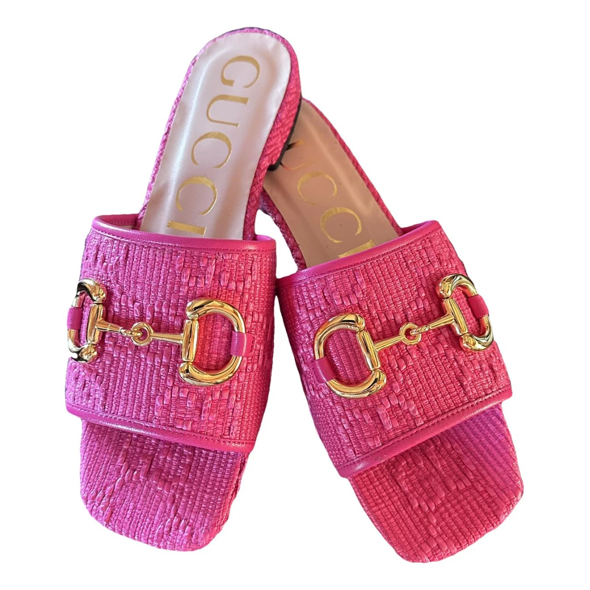 Pre-owned Gucci Cloth Mules In Pink