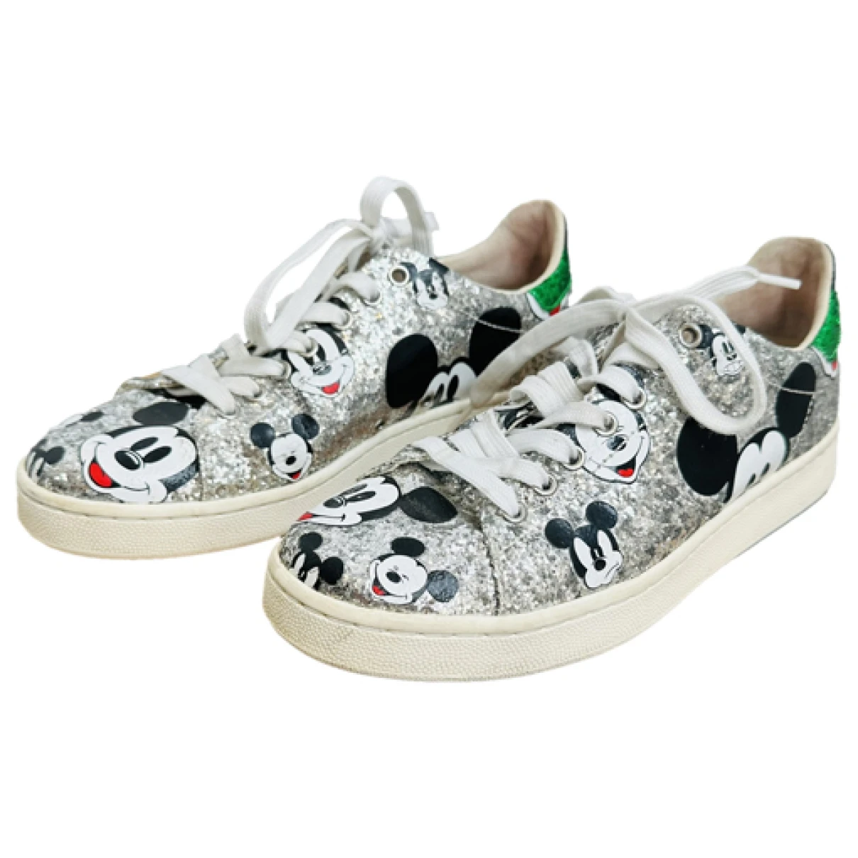 Pre-owned Moa Master Of Arts Leather Trainers In Silver