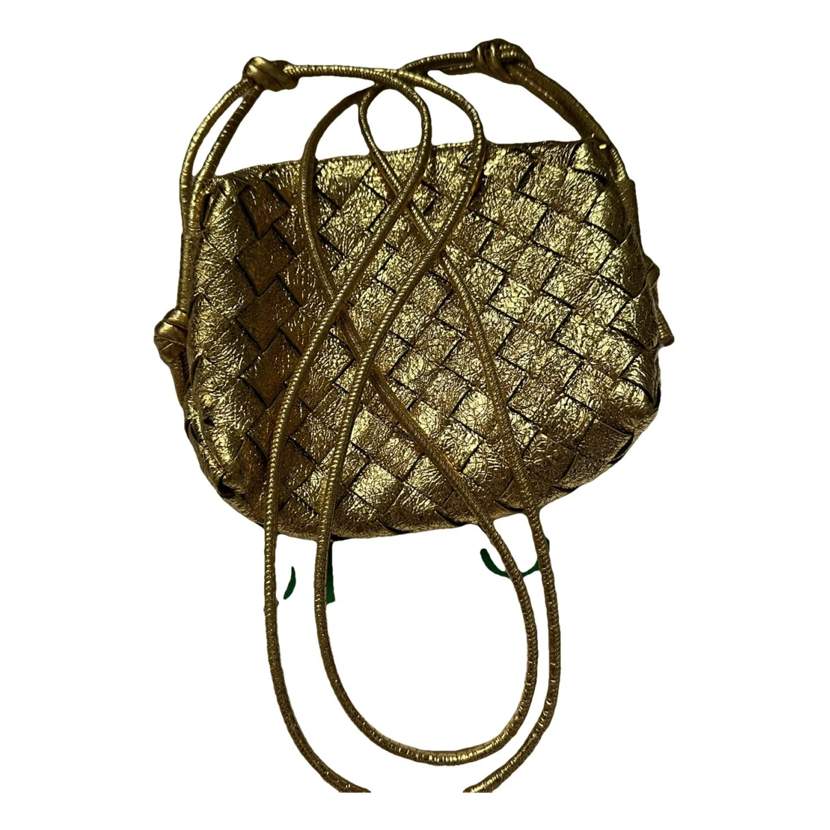 Pre-owned Bottega Veneta Loop Leather Crossbody Bag In Gold