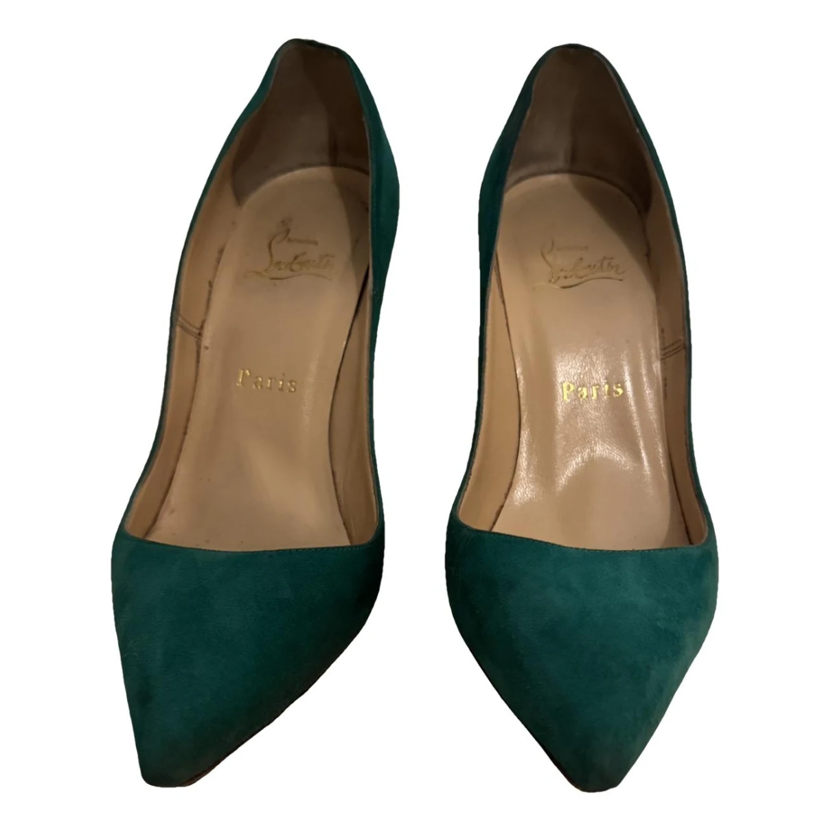 Pre-owned Christian Louboutin Pigalle Heels In Green