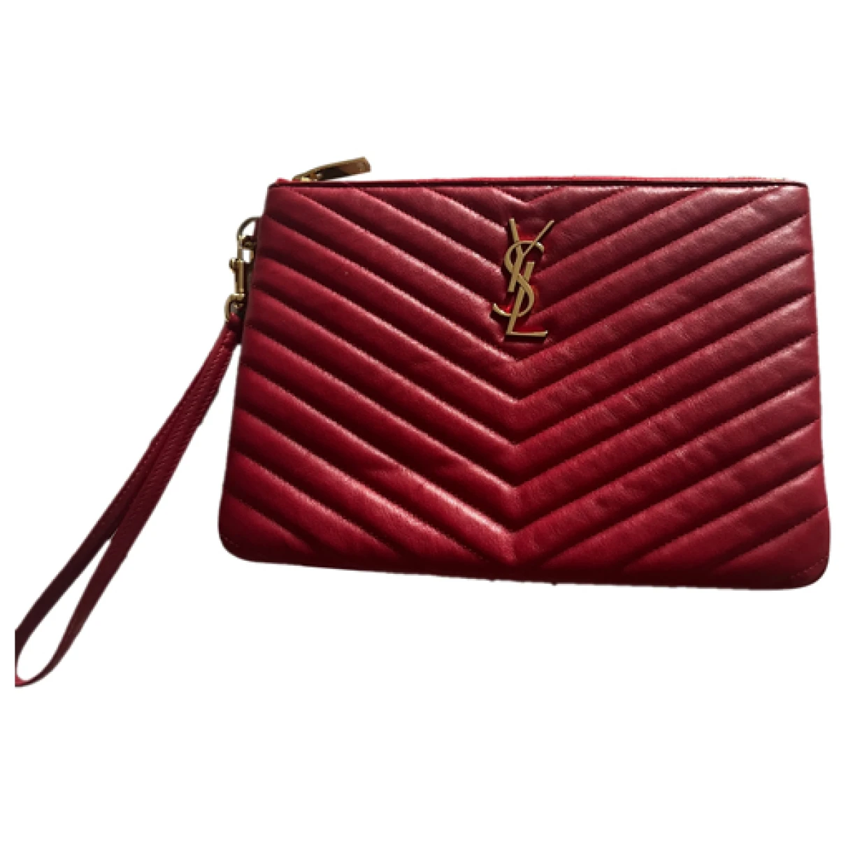Pre-owned Saint Laurent New Jolie Leather Clutch Bag In Red