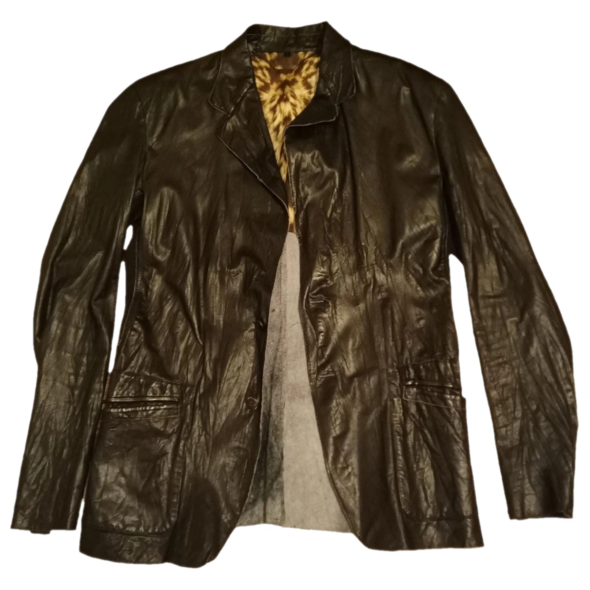 Pre-owned Roberto Cavalli Leather Vest In Black