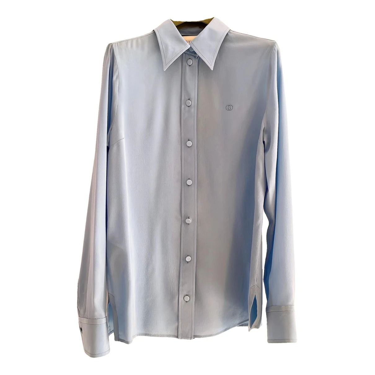 Pre-owned Gucci Silk Blouse In Turquoise
