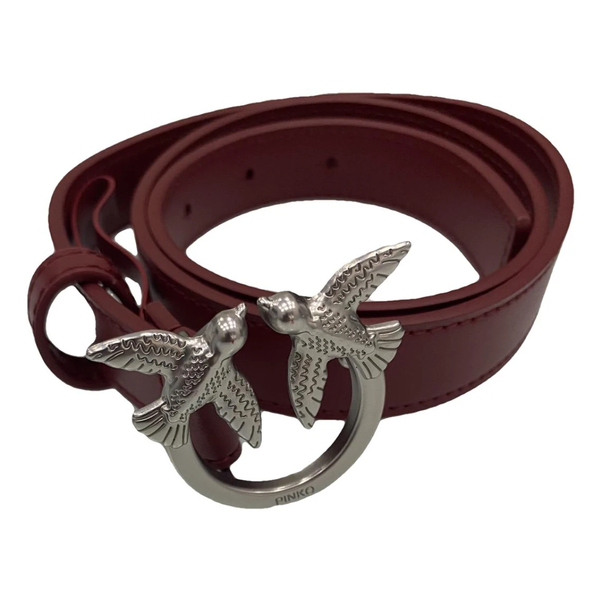 Pre-owned Pinko Leather Belt In Burgundy