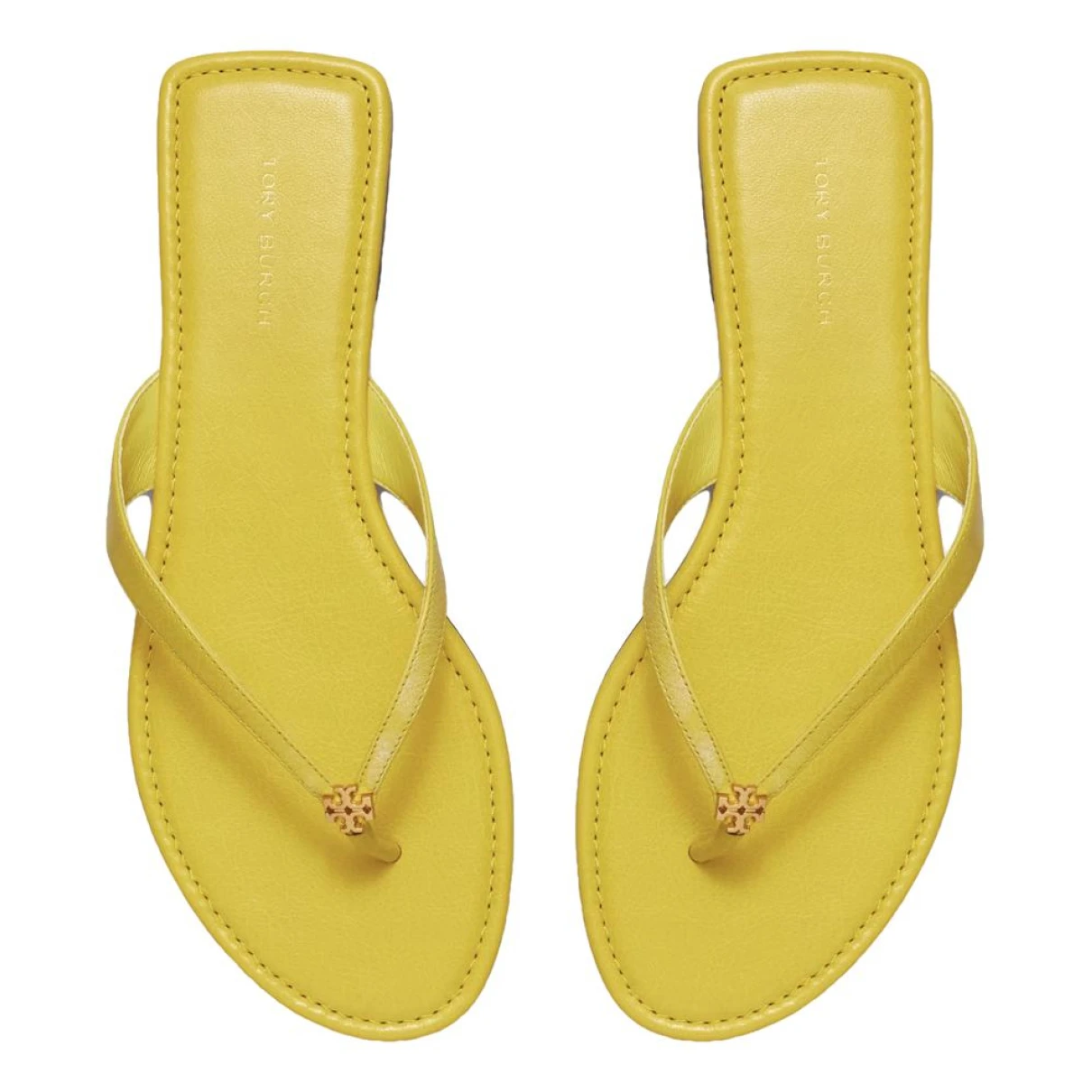 Pre-owned Tory Burch Leather Flip Flops In Yellow