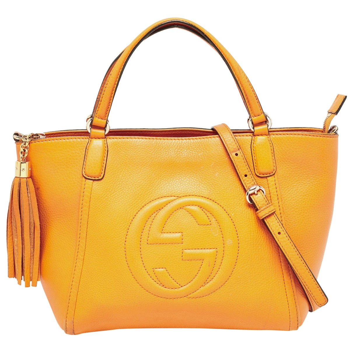 Pre-owned Gucci Leather Tote In Yellow