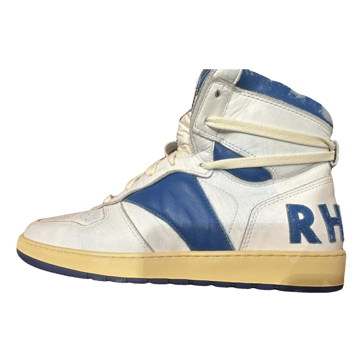 Pre-owned Rhude Leather High Trainers In White