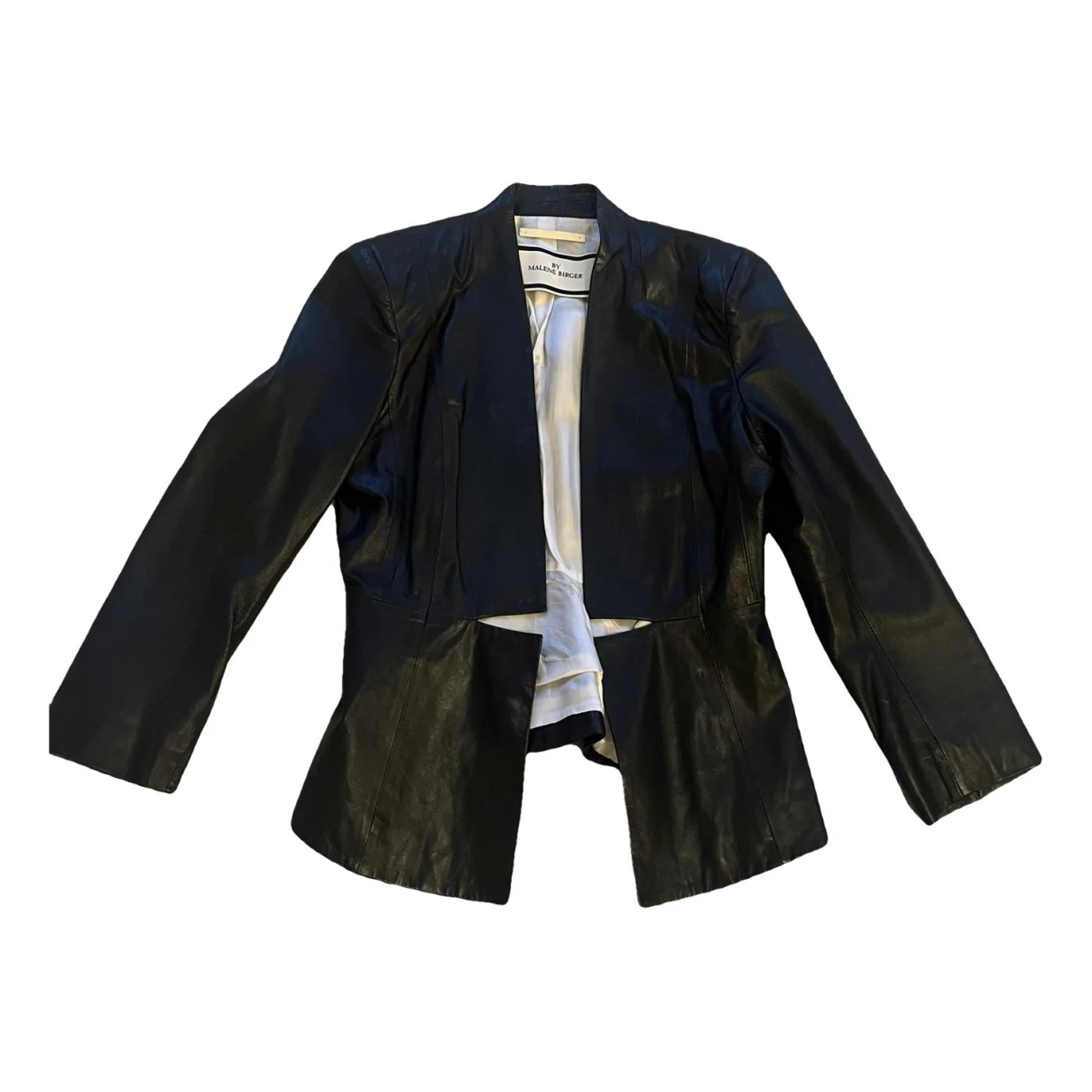Pre-owned By Malene Birger Leather Jacket In Black