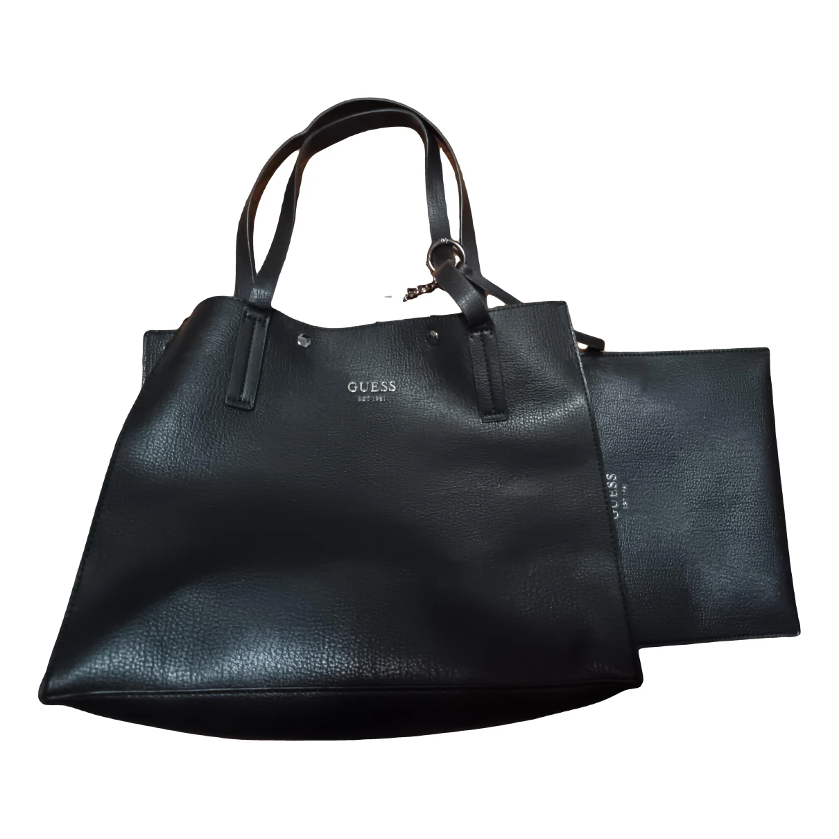 Pre-owned Guess Leather Tote In Black