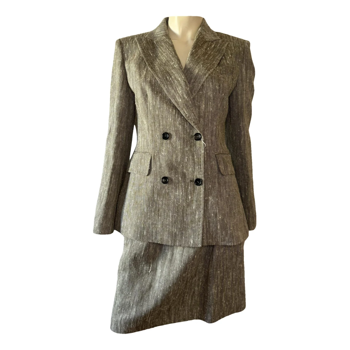 Pre-owned Max Mara Linen Suit Jacket In Beige