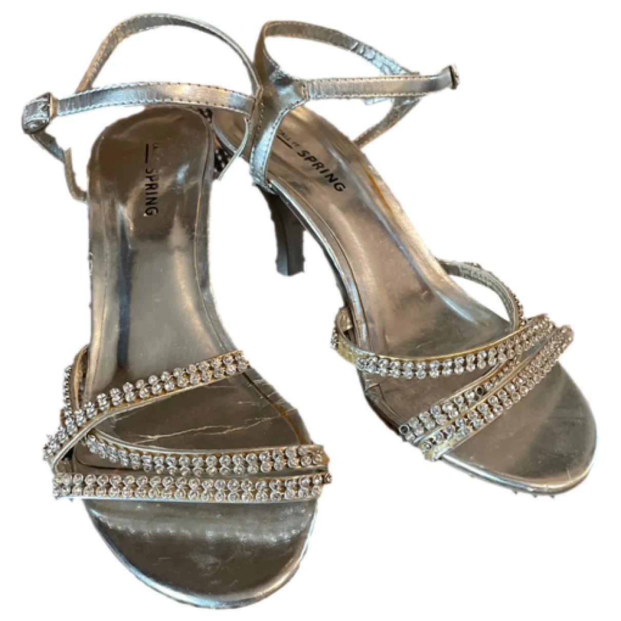 Pre-owned Spring Court Heels In Silver