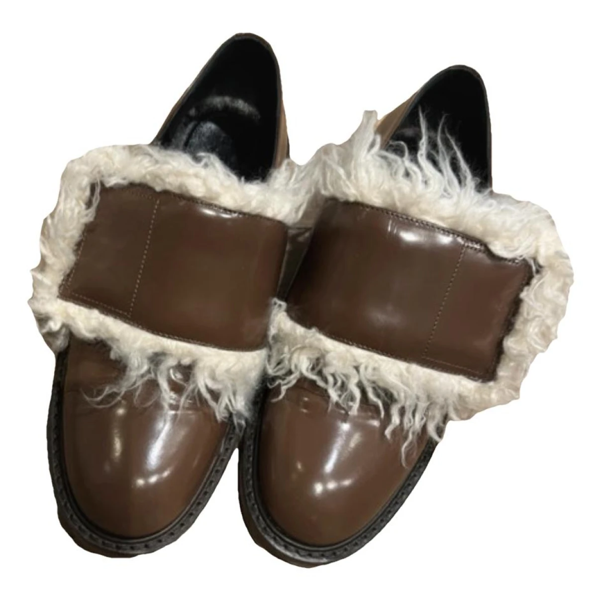 Pre-owned Marni Patent Leather Flats In Brown