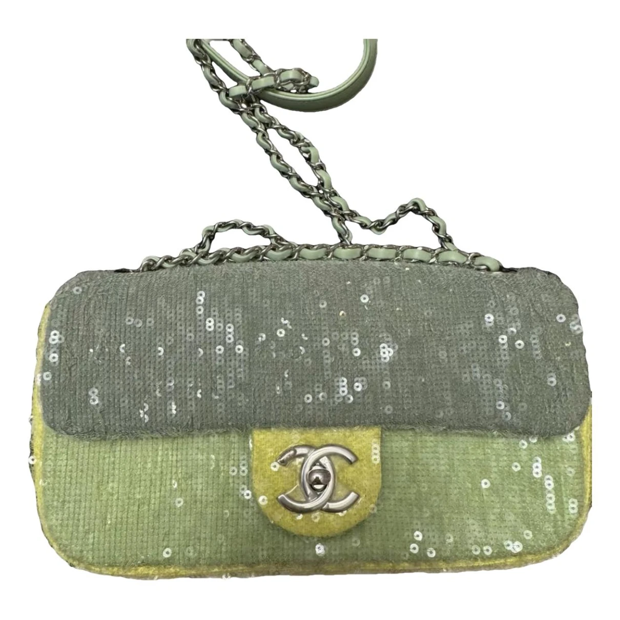 Pre-owned Chanel Timeless/classique Glitter Crossbody Bag In Green