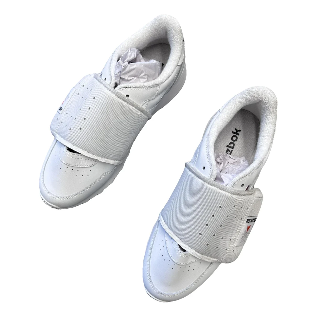 Pre-owned Hed Mayner Leather Low Trainers In White
