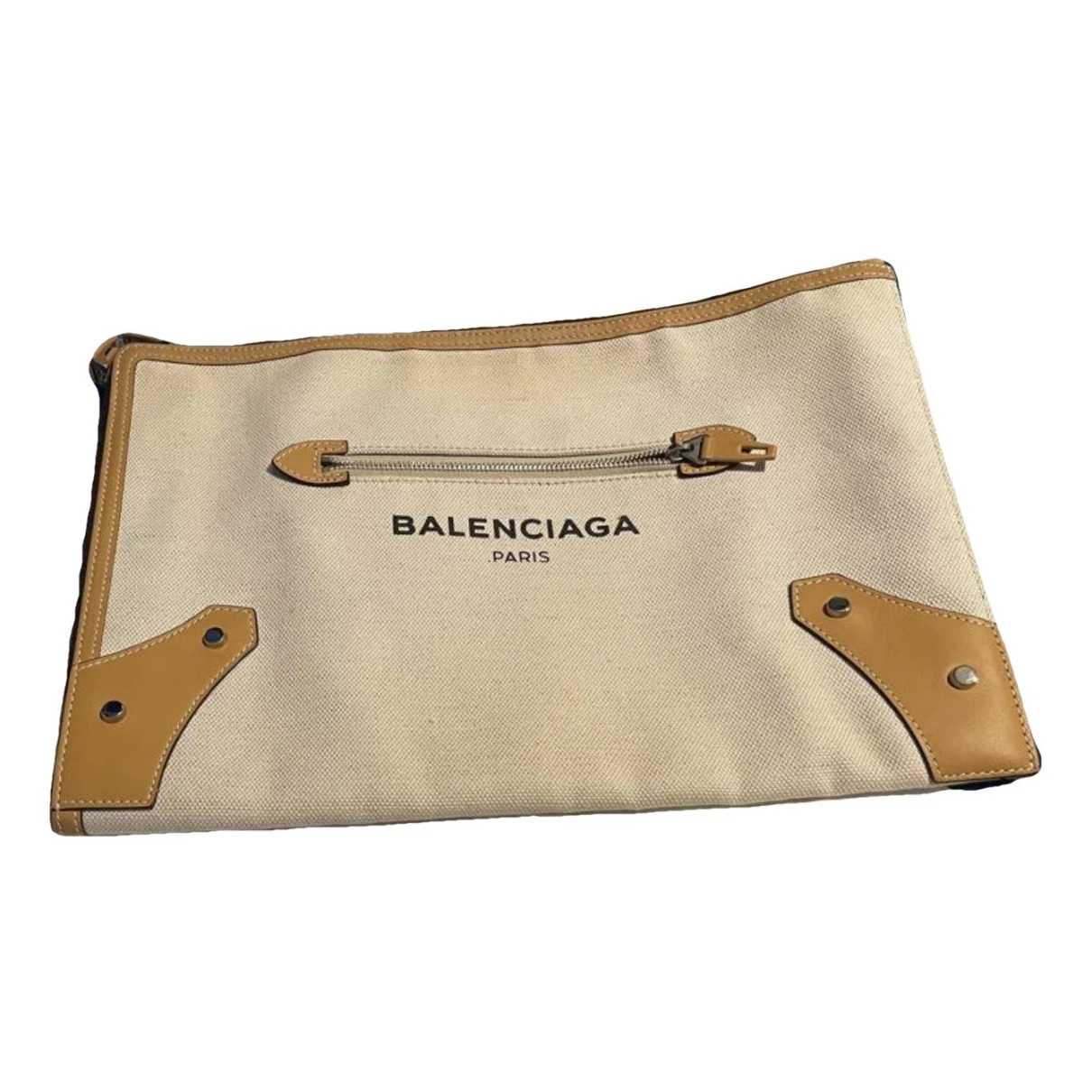 Pre-owned Balenciaga Cloth Clutch Bag In Beige