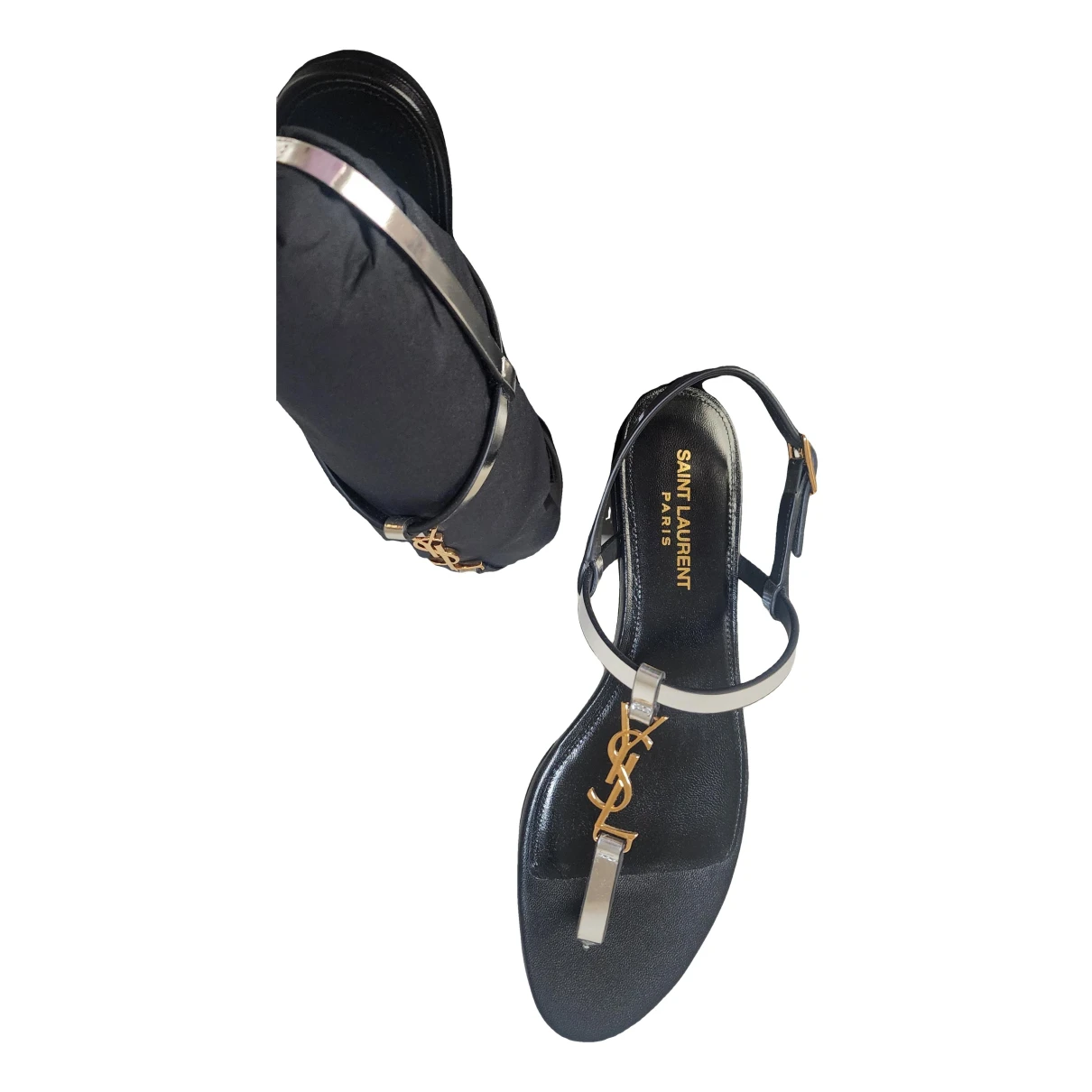 Pre-owned Saint Laurent Leather Flats In Metallic