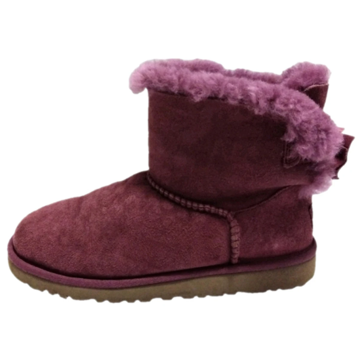 Pre-owned Ugg Leather Ankle Boots In Burgundy