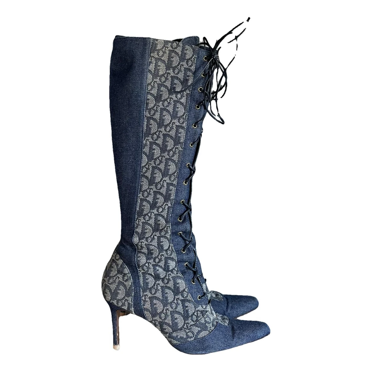 Pre-owned Dior Cloth Boots In Blue
