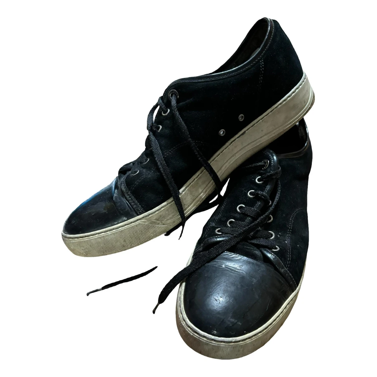 Pre-owned Lanvin Cloth Lace Ups In Black