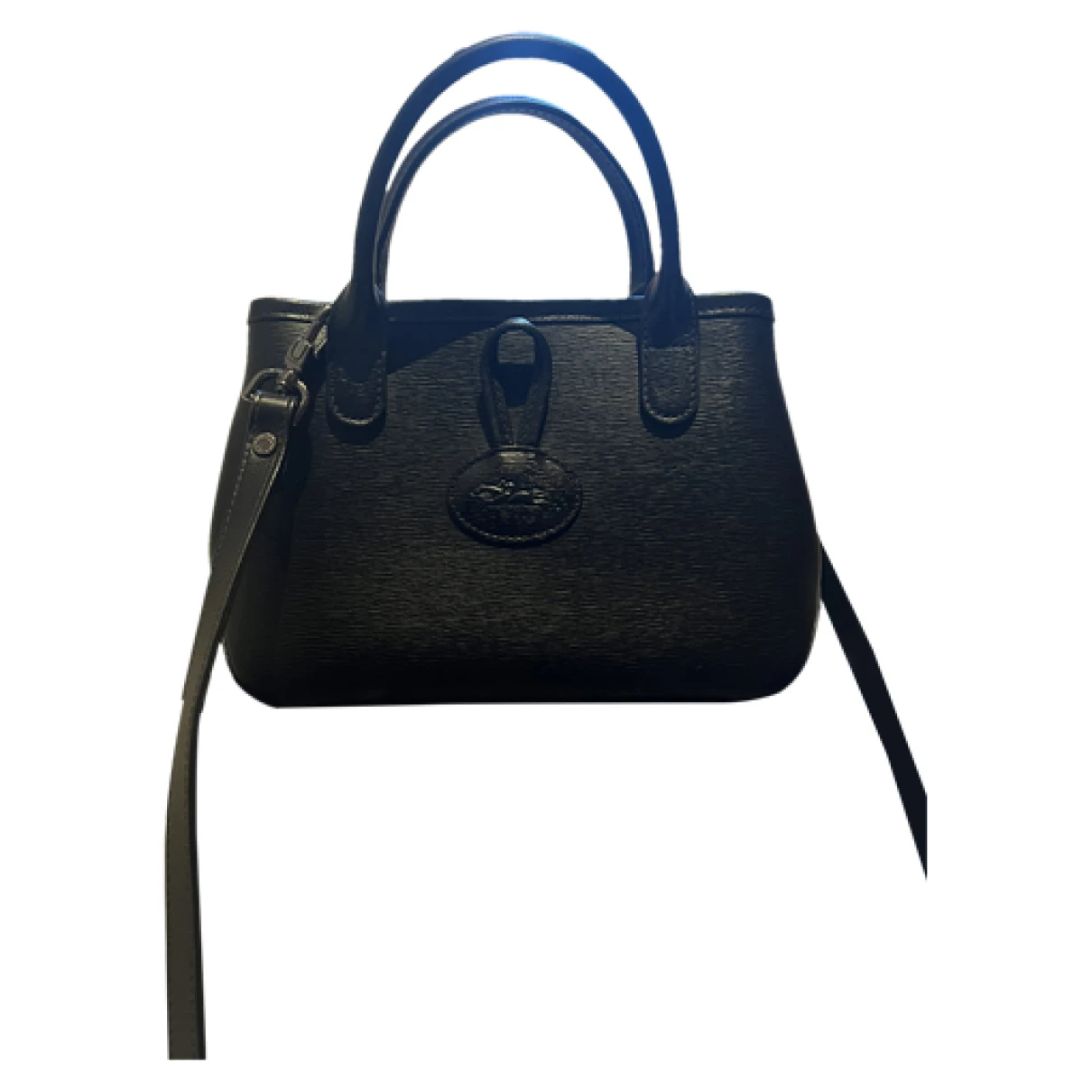 Pre-owned Longchamp Roseau Leather Crossbody Bag In Black