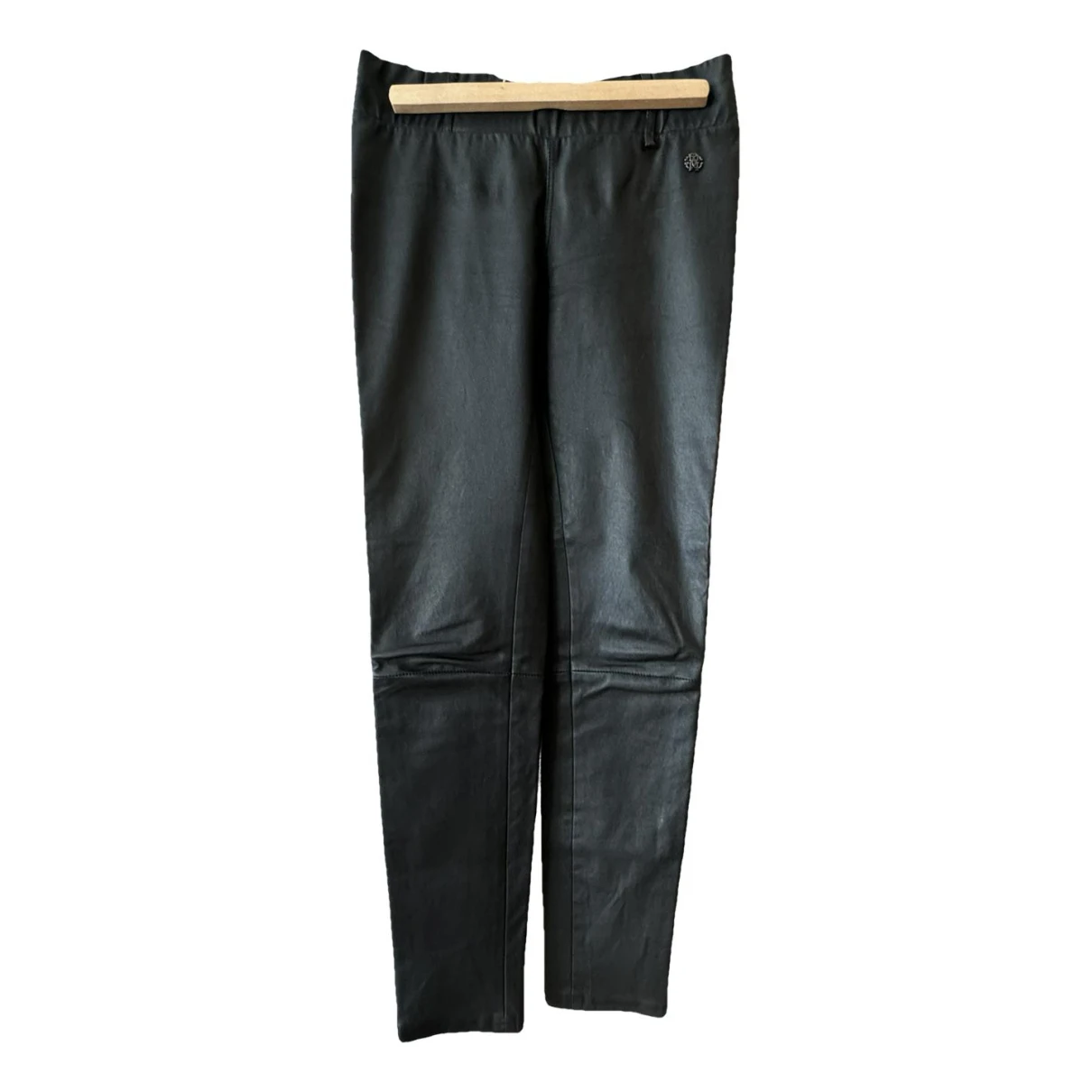 Pre-owned Roberto Cavalli Leather Slim Pants In Black